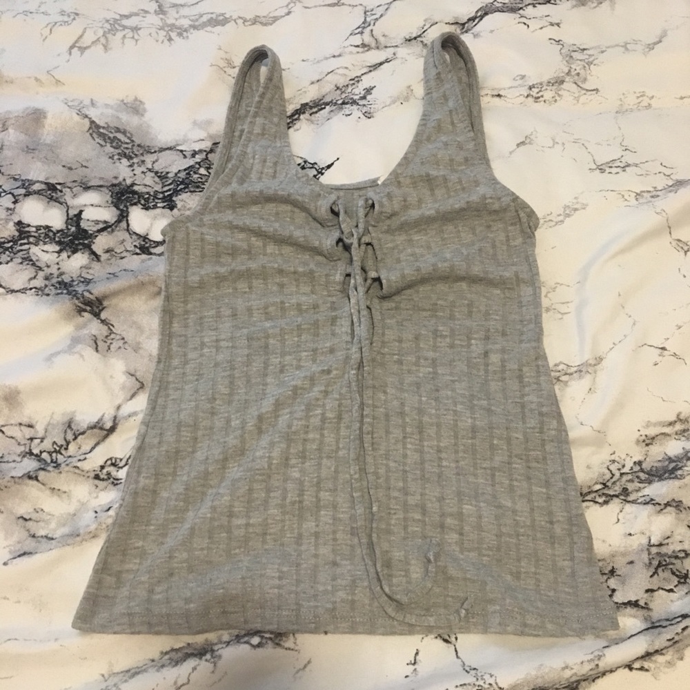 Grey lace up tank